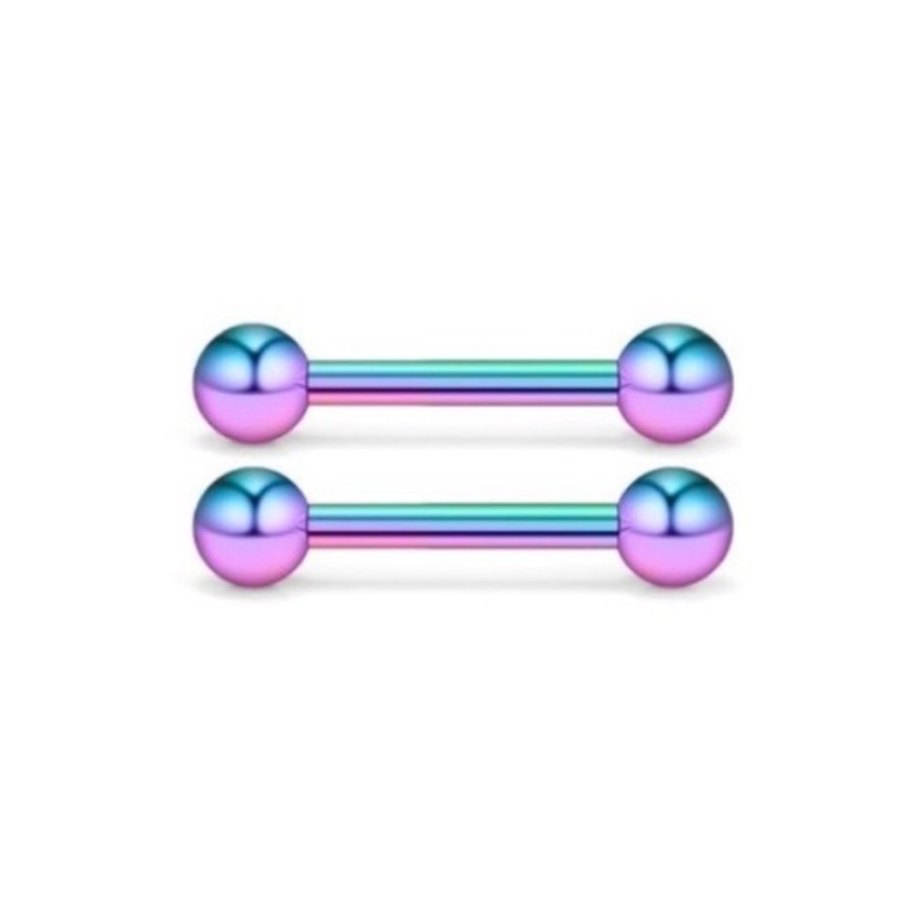Stainless Steel Holographic Straight Barbell Jewelry with Balls